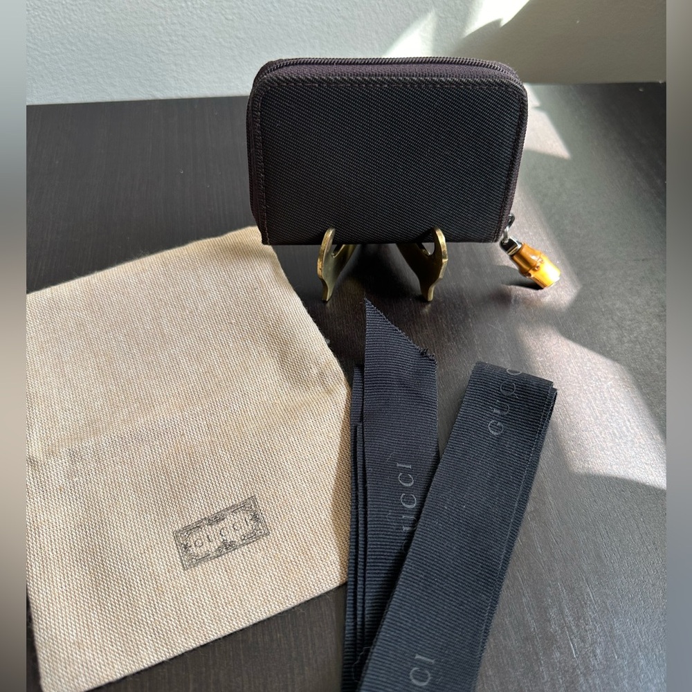 Gucci Black Wallet with bamboo Accent